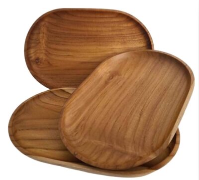 3 Teak Plates