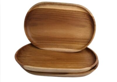 Oval serving plate (1 piece) teak wood - Image 2