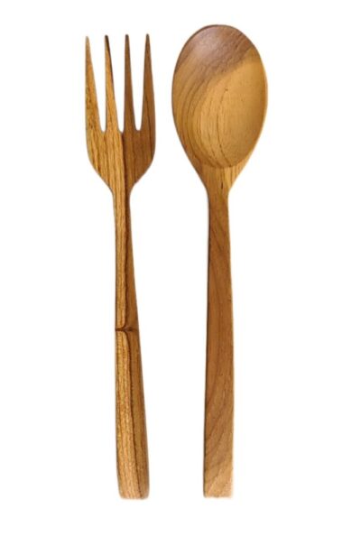 Spoon & Fork (1 set) teak wood - Image 3