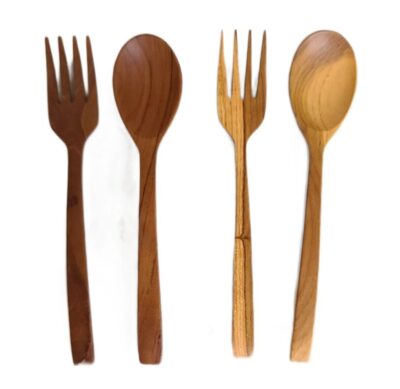 Spoon & Fork (1 set) teak wood - Image 2